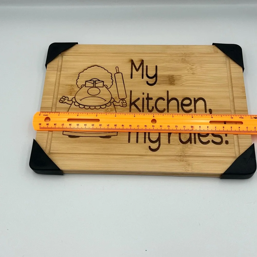My Kitchen‎ My Rules Bamboo Cutting Board Funny Grandma Gift